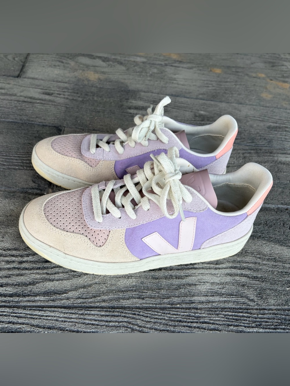 Veja Women's Lavender and Light Pink Suede Sneakers - 40